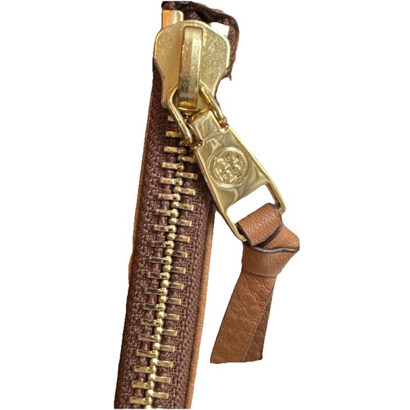 Tory Burch Robinson Small Foldover Brown Pebbled Leather Crossbody Bag Clutch - Picture 6 of 13